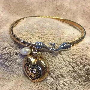 NEW** Golden Twist Hook Bracelet with Heart Charm
